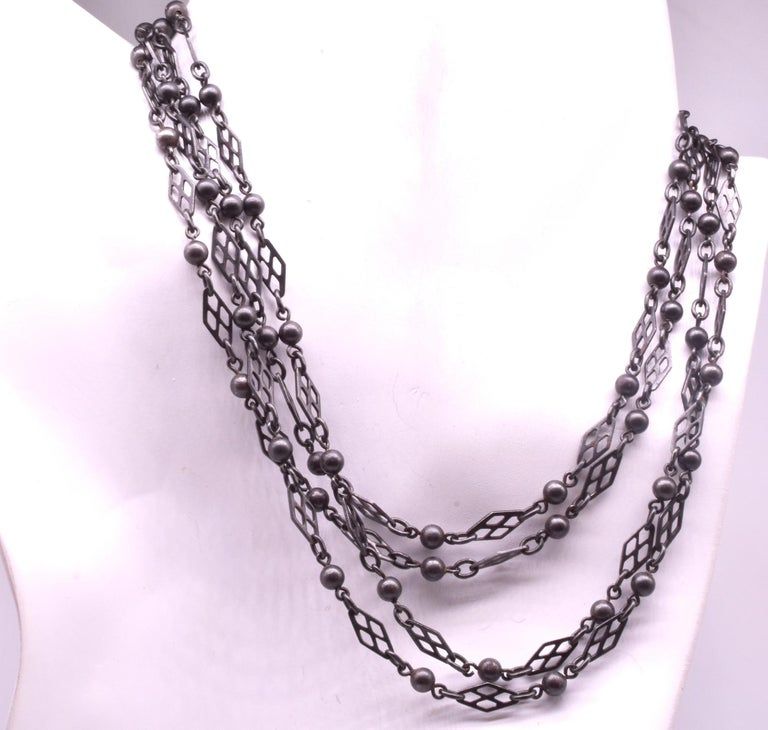 C1880 Gunmetal Watch Chain of Links and Balls, 56&quot;
