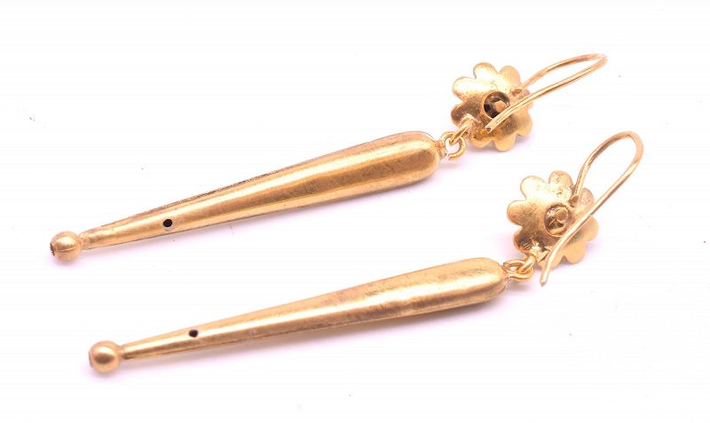 15K Gold Drop Earrings, c1880