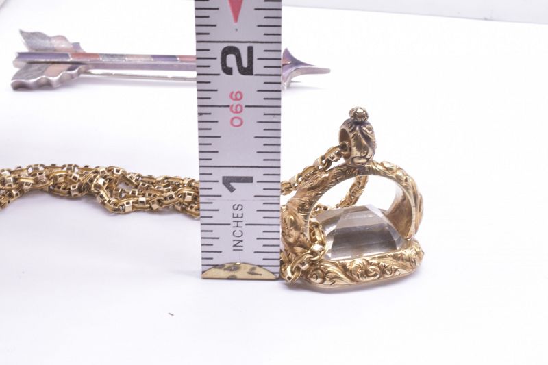 C.1810 15K Gold Chased Citrine &quot;Stirrup Cup&quot; Fob