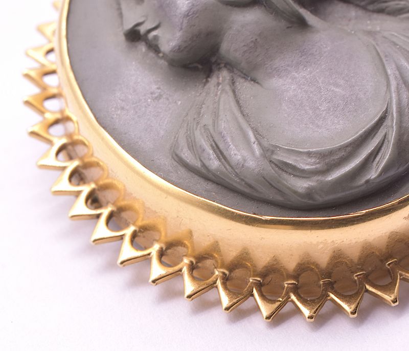 Lava Cameo Brooch of Demeter (Ceres). with Gold Pointed Bezel