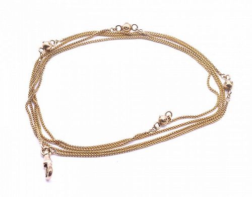 C1880 15 Karat Gold Rope Chain Necklace w/ Decorative Gold Balls, 36"