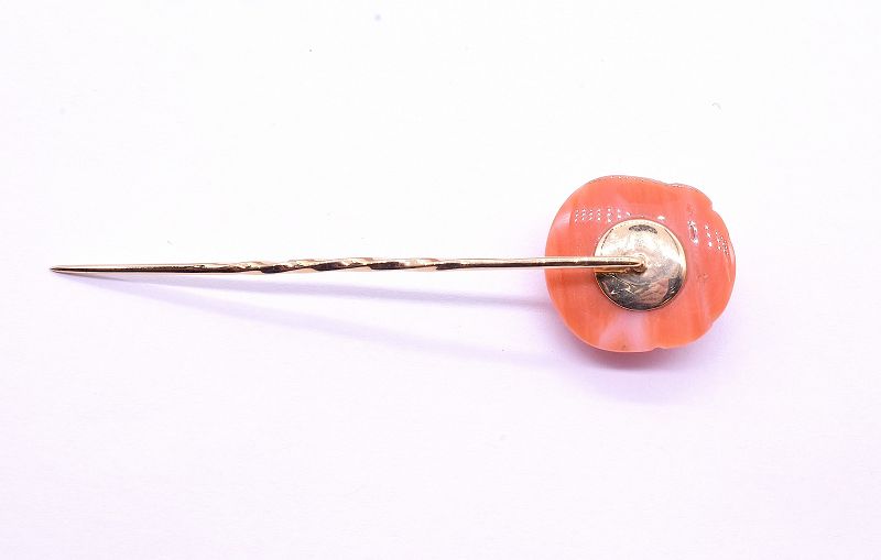 Victorian Coral Stickpin of Figural Face in the Motif of the Grotesque