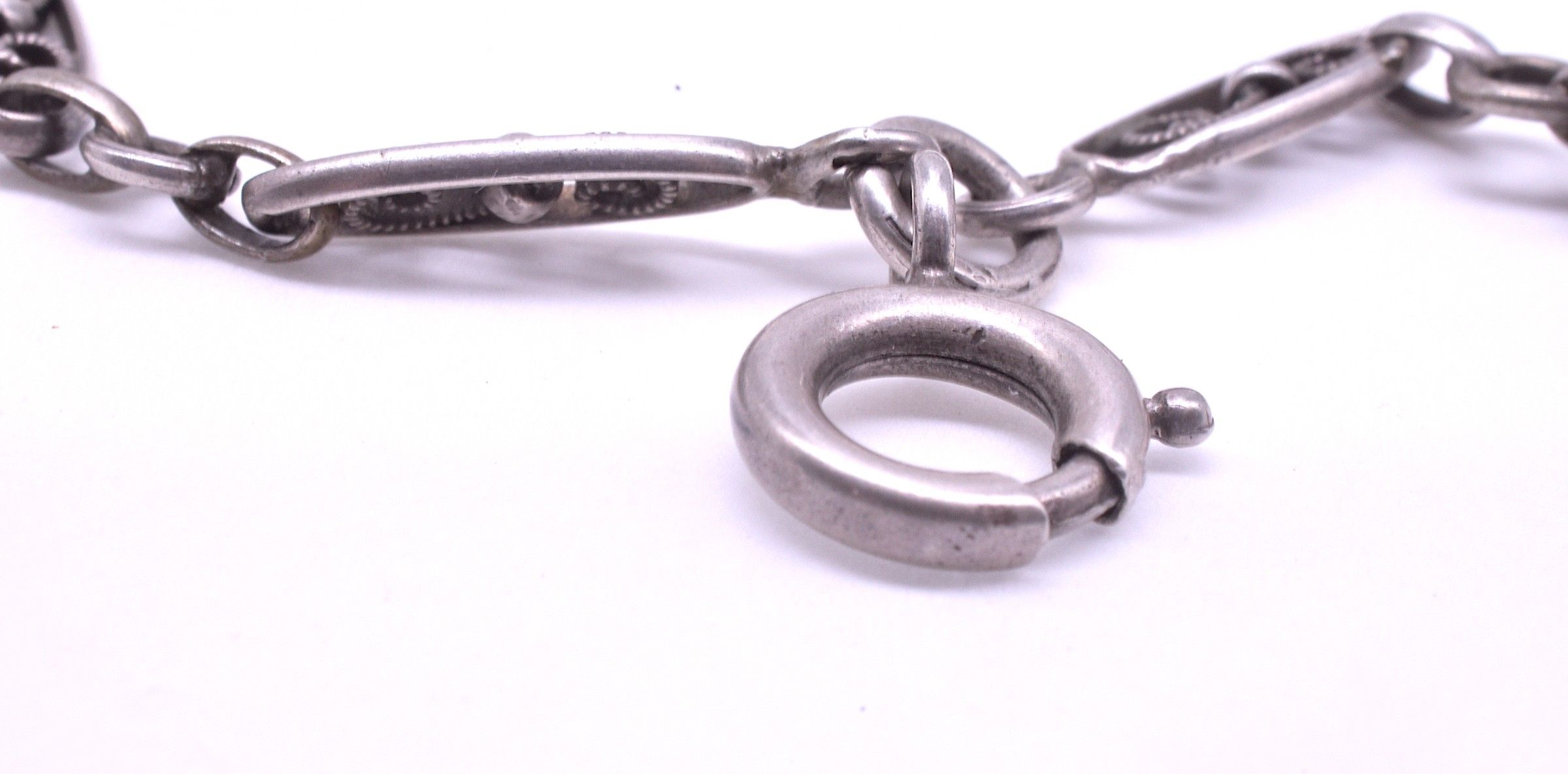C.1900 Sterling Silver Neo-classical Watch Chain, 62&quot;