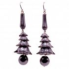 Victorian Whitby Jet Earrings with Dangling Jet Balls