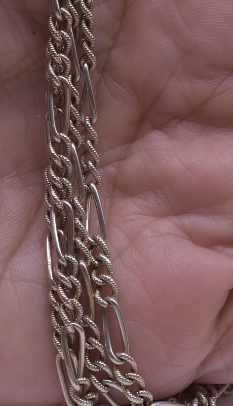 C.1880 Sterling Silver Fetter Link Watch Chain, 49&quot;