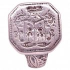 Medieval Heraldic Silver Pictorial Signet Ring size 12