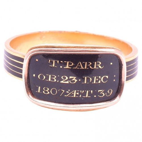 18K Memorial Ring for Englishman Thomas Parr Dated Dec 23 1807