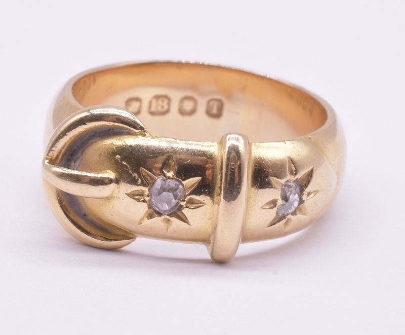 18K Star Set Diamond Buckle Ring, HM 1894