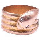 9K Quadruple Band Snake Ring w Diamond Eyes, HM 1910