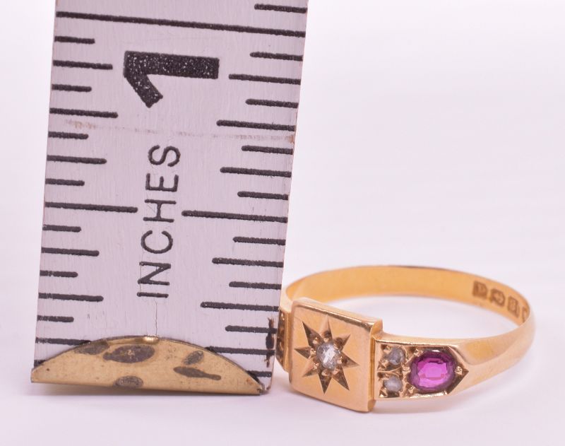 18K Star Set Ruby and Diamond Ring, HM 1903
