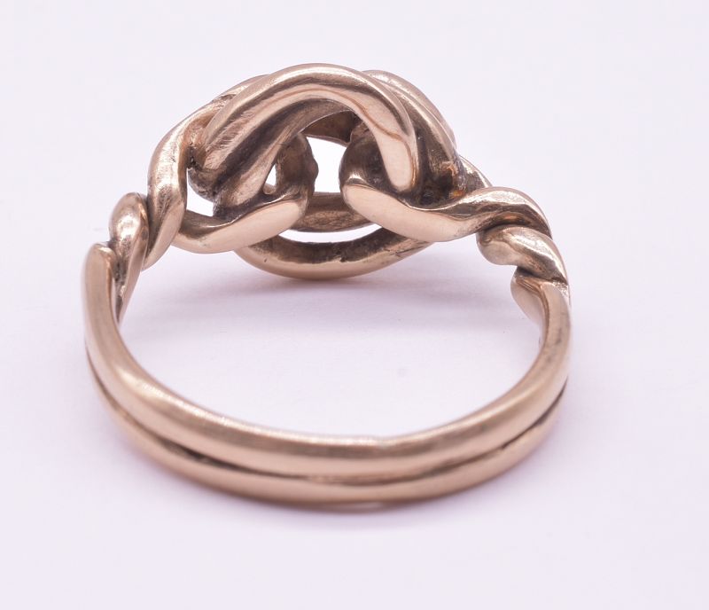 9K Knot and Twist Diamond Studded Snake Ring, HM Birmingham 1904