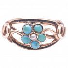 Victorian 15K Turquoise Forget Me Not Ring