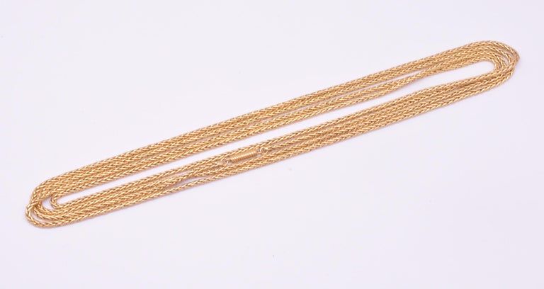 C1870 15 Karat Snake Link Braided Woven Gold Watch Chain, 56&quot;
