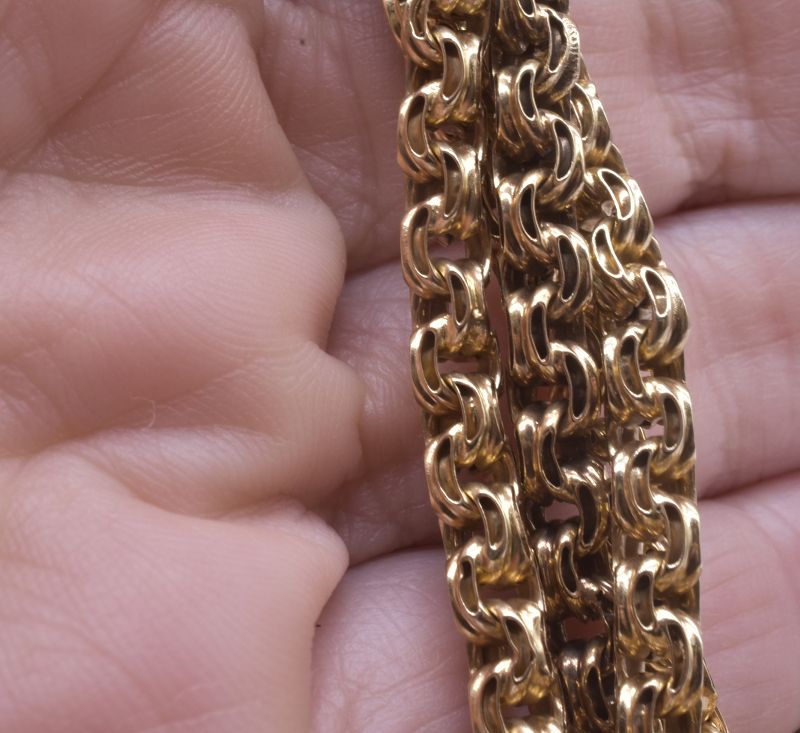 Victorian 9 Karat Love Knot Long Guard Watch Chain, 52&quot;