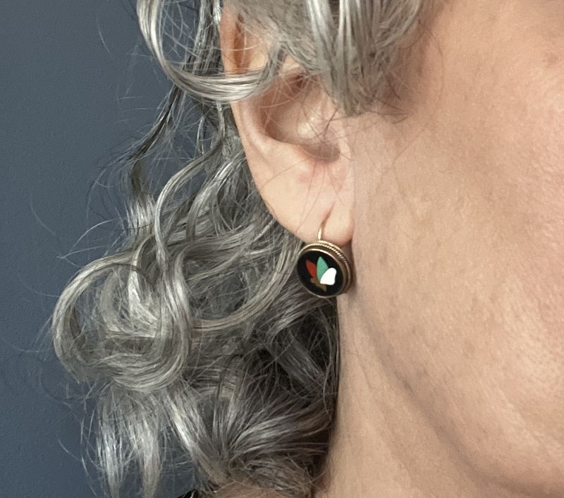 Pietra Dura Butterfly Earrings on 14K earwires