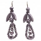 Cut Steel Faceted Leaf Pendaloque Earrings