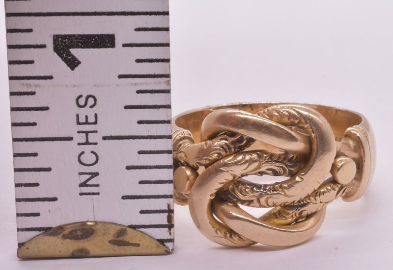 18 Karat Victorian Lover's Knot Band Ring Hallmarked 1912