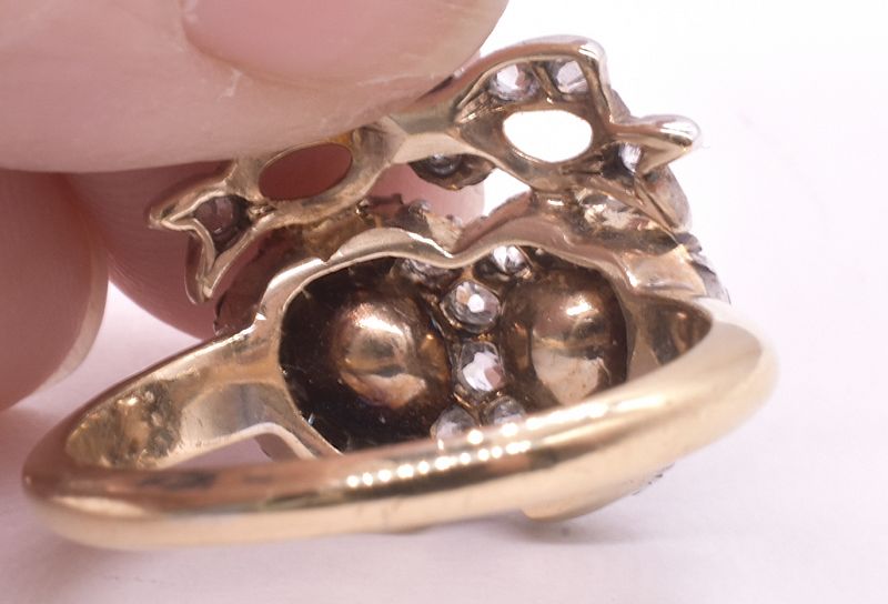 Romantic Antique Diamond Twin Heart Ring