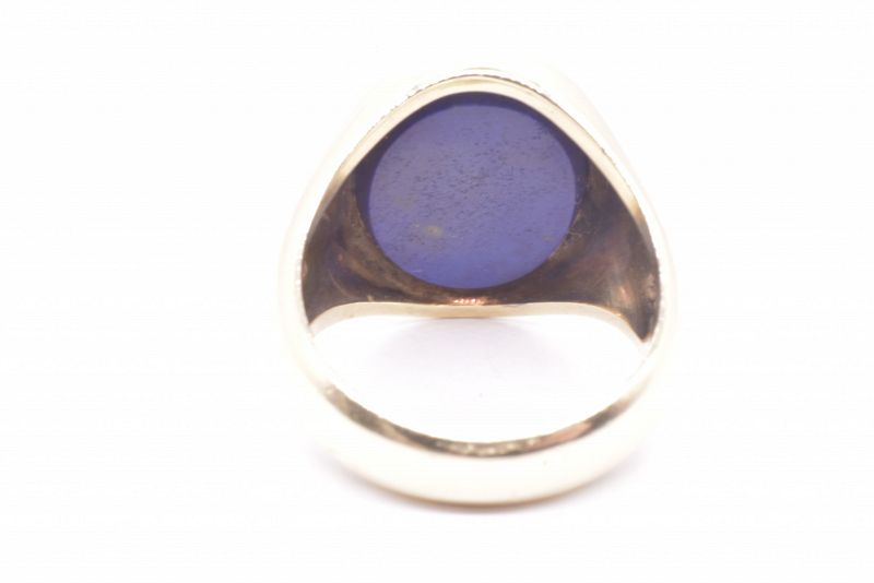 Contemporary Lapis Signet Ring engraved Van Vater (From Father) sz 5