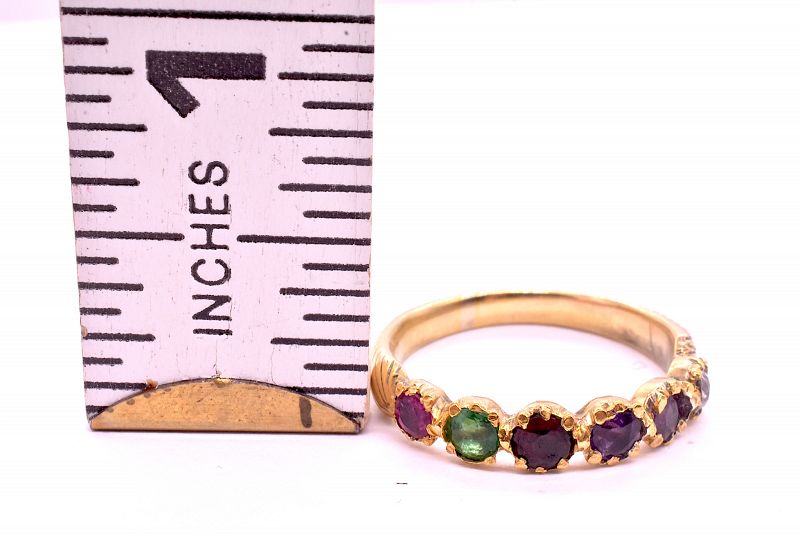 18K Five Stone Victorian Half Hoop REGARD Ring