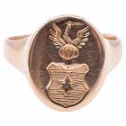 14K Signet Ring with Royal Coat of Arms and Helmet sz 7