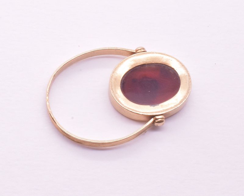 C1790 Glass and Carnelian Tassie Intaglio Ring of Laughing Satyr