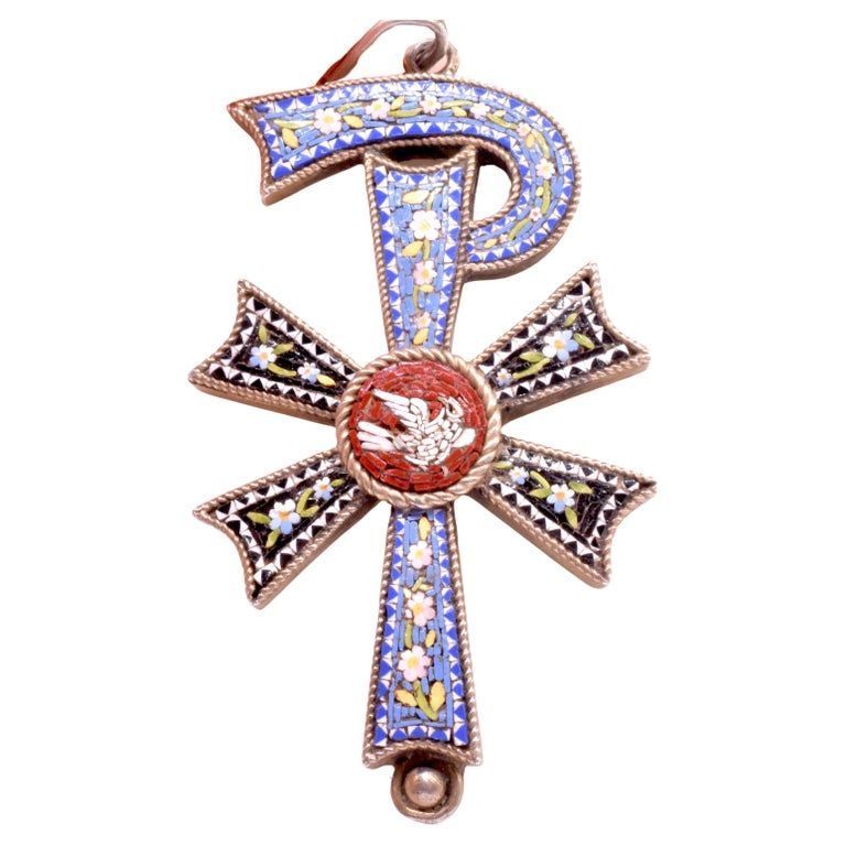 Chi Rho Micro-Mosaic Christogram Pendant