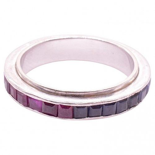 Art Deco Sapphire and Ruby Day and Night Eternity Band