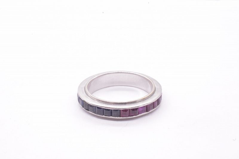 Art Deco Sapphire and Ruby Day and Night Eternity Band