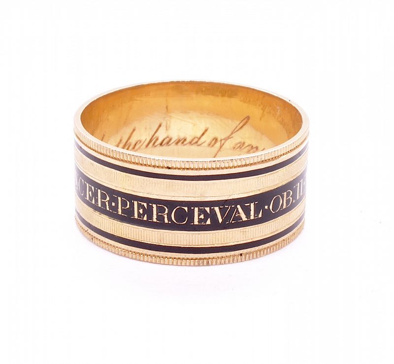 Historic 1812 Mourning Band Ring British PM Spencer Perceval