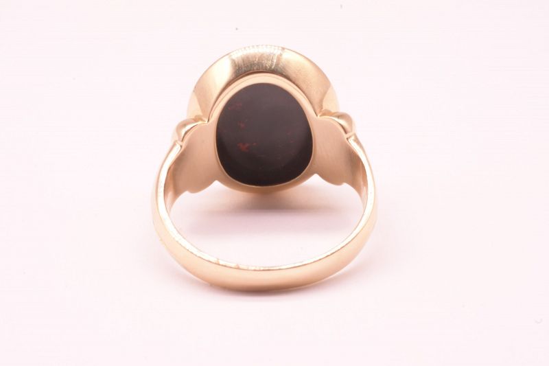 C1940 Retro 14K Oval Bloodstone Signet Ring