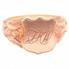 C1870 18 carat Monogram JHW Signet Ring w Repousse Shoulders