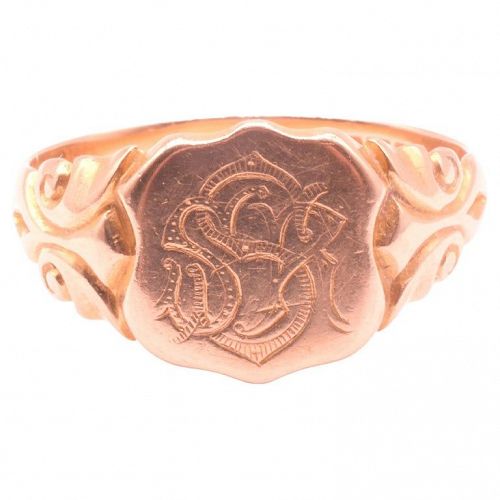 Antique Hallmarked 190918K Signet Ring with Monogram SSR or SRS