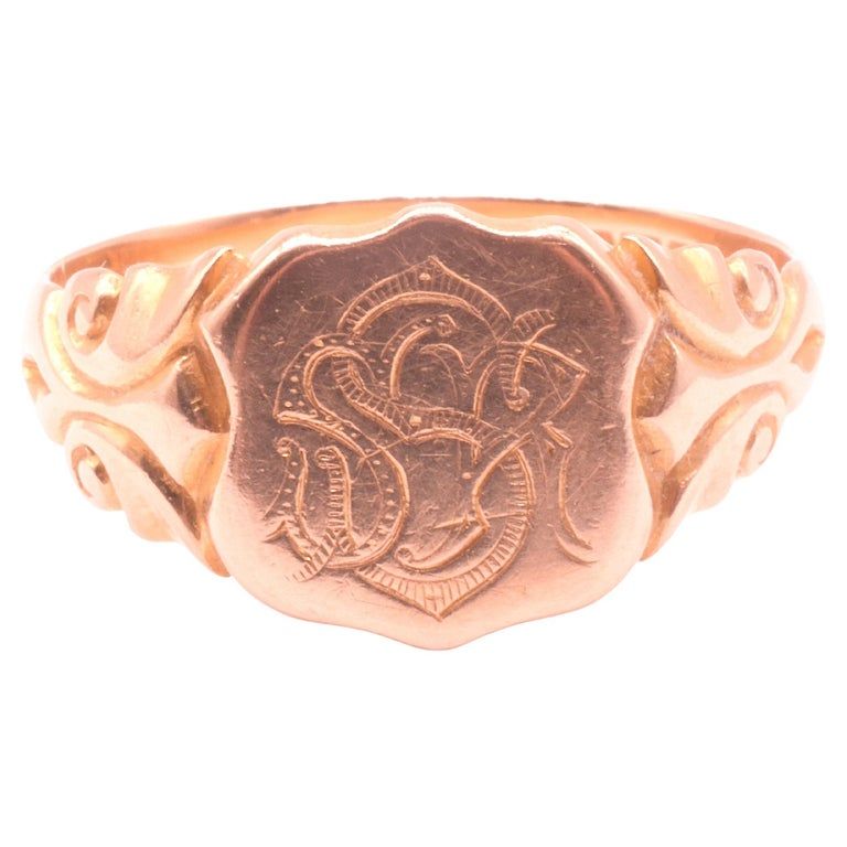 Antique Hallmarked 190918K Signet Ring with Monogram SSR or SRS