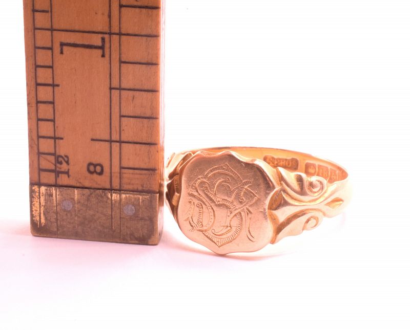 Antique Hallmarked 190918K Signet Ring with Monogram SSR or SRS