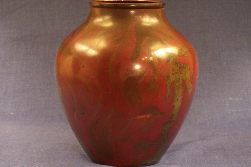 WMF Ikora fire patinated copper or bronze vase. Marked
