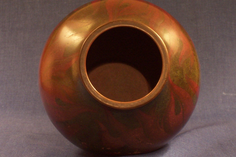WMF Ikora fire patinated copper or bronze vase. Marked