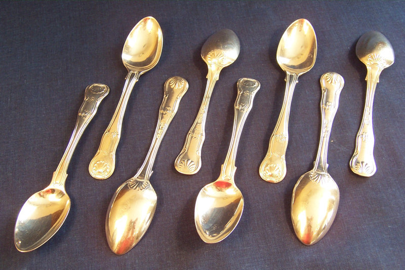 8 Sarah and John William Blake Georgian Sterling Spoons