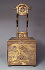Japanese Lacquer Kyodai or Mirror Stand on Small Chest
