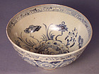 15th-16th C. Annamese Blue & White Bowl, Aquatic Motif