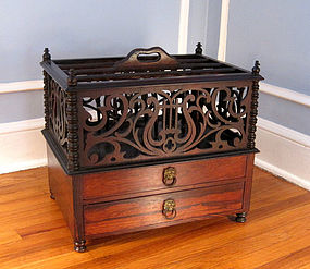 A Fine 19th C. Classical Two Drawer Rosewood Canterbury