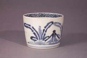 Attractive Japanese blue and white porcelain soba choko