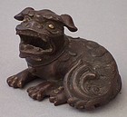 Small Japanese Bronze Sculpture of Shishi, old patina