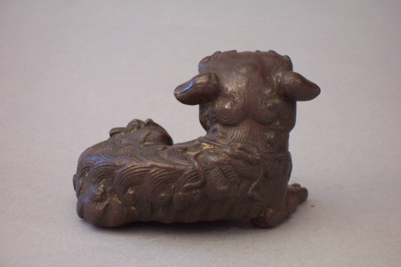 Small Japanese Bronze Sculpture of Shishi, old patina