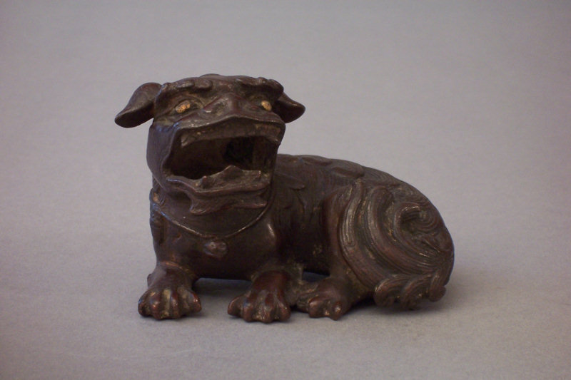 Small Japanese Bronze Sculpture of Shishi, old patina