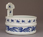 Japanese Blue and White Porcelain Garden Bucket Vase
