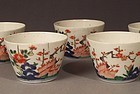 Set Five Ko-Imari Kakiemon Style Polychrome Enamel Cups
