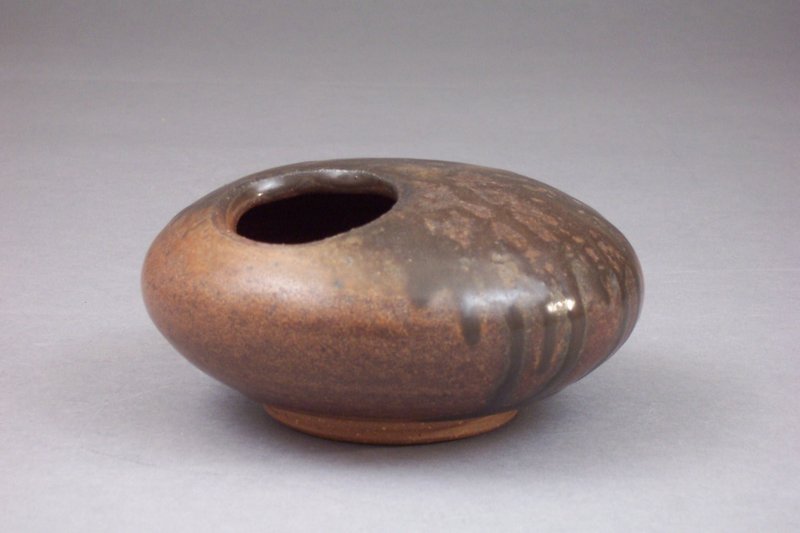 Modern Japanese Seal Marked Tenmoku Glazed Pottery Koro