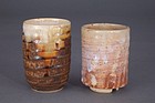 Two, Signed Japanese Glazed Pottery Yunomi (Tea Cups)