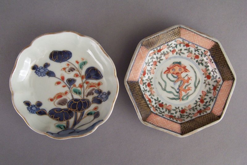 Two Japanese Imari Polychrome Enamel Porcelain Mamezara